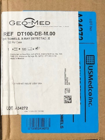 Geo-Med DT100-DB-M.00 OR Towels, X-Ray Detectable - Box of 100