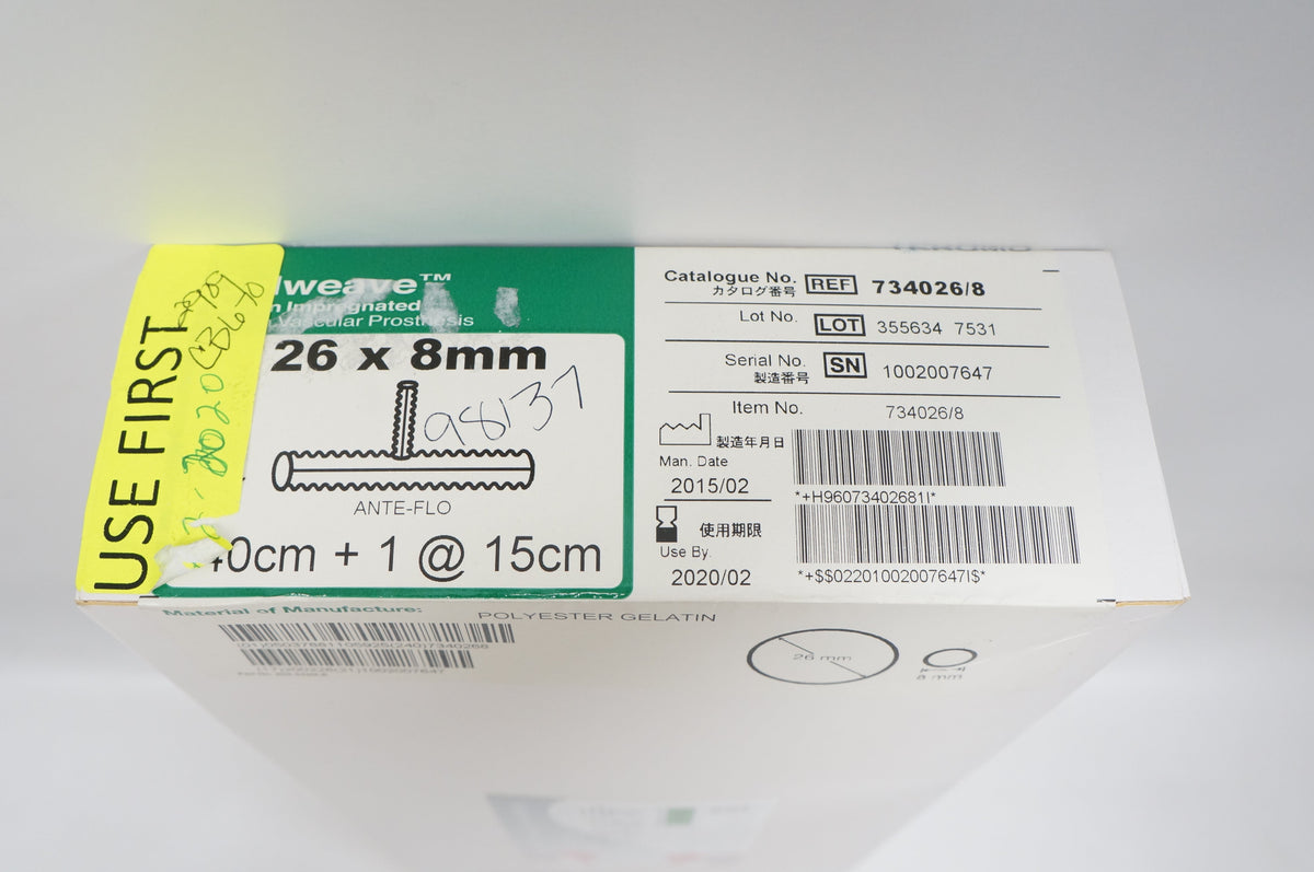 Vascutek Terumo 734026/8 Gelweave Ante-Flo Vascular Graft 26mm x