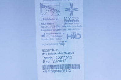 Niraj 6008TR-11 Techno Cut Plus #11 Retractable Safety Scalpel