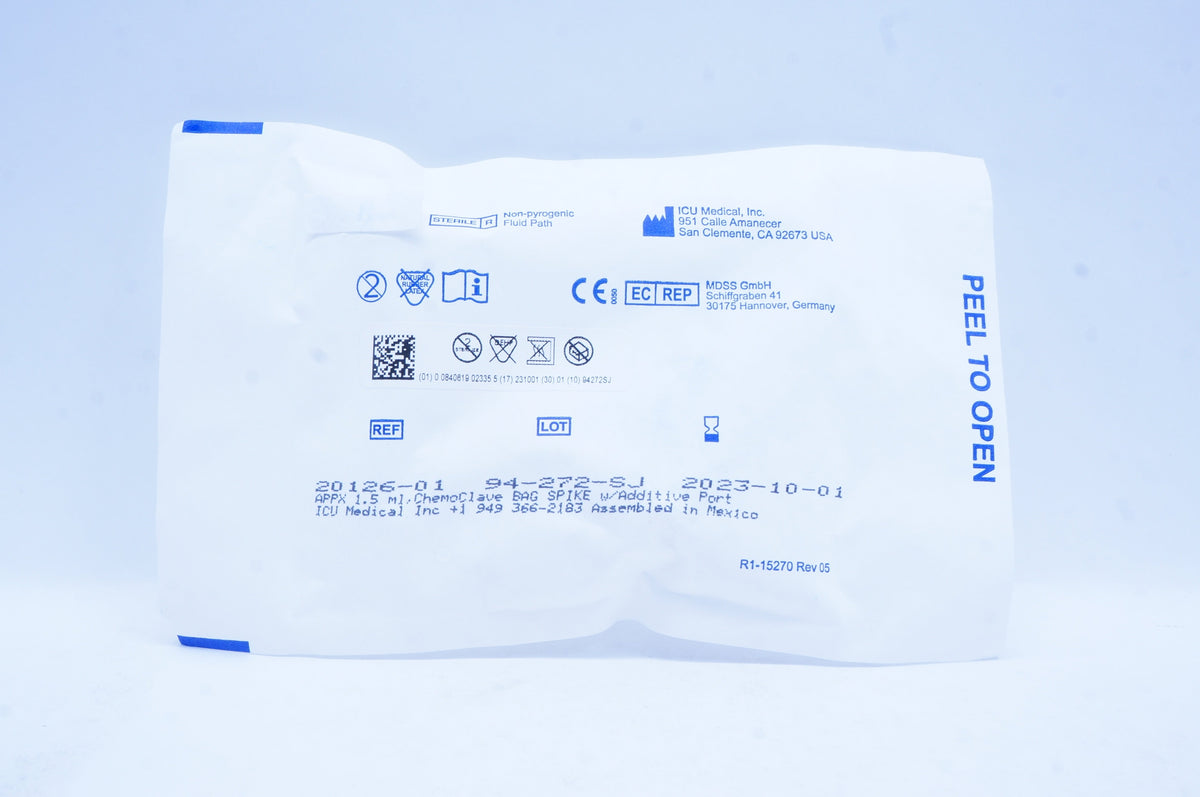 ICU Medical 20126-01 Appx 1.5ml ChemoClave Bag Spike w