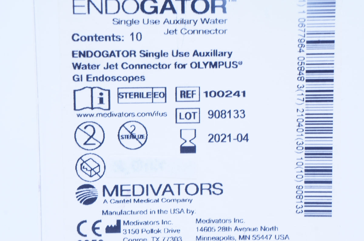 Medivators 100241 Endogator Single Use Auxillary Water Jet Connector