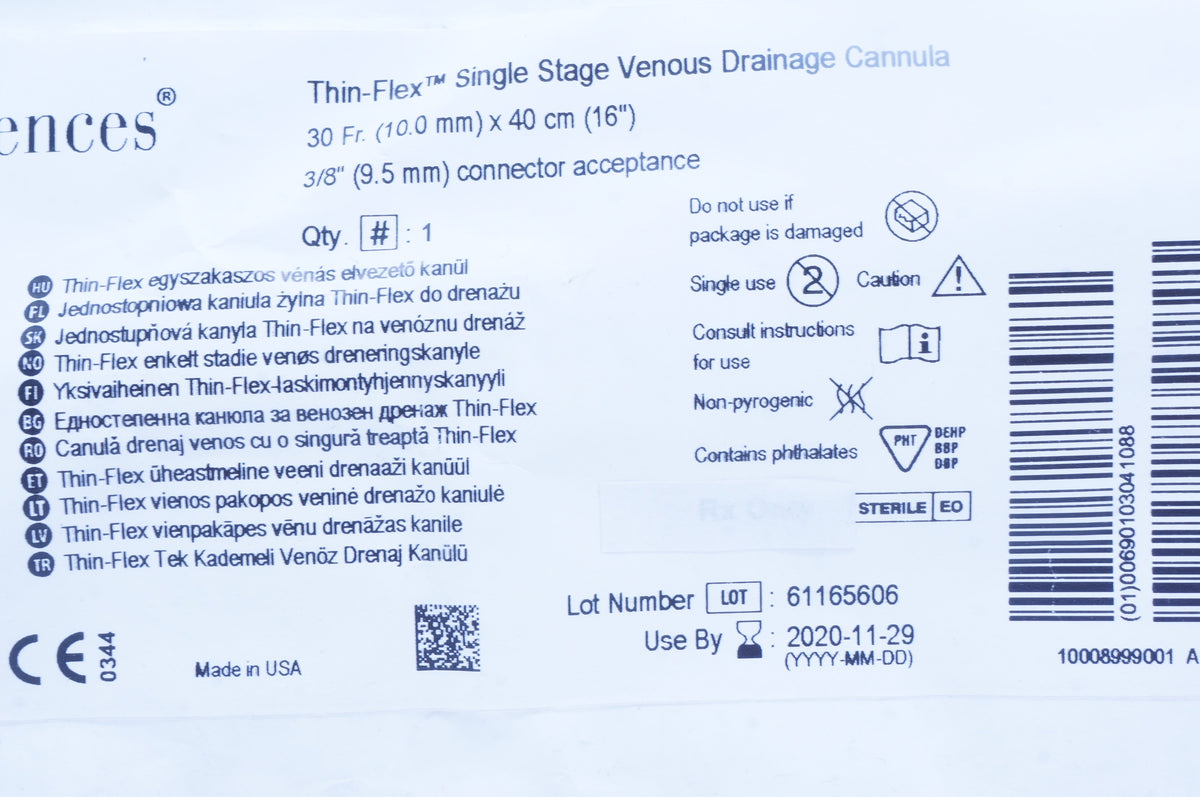 Edwards TF030L ThinFlex Single Stage Venous Drainage Cannula 30Fr x 1