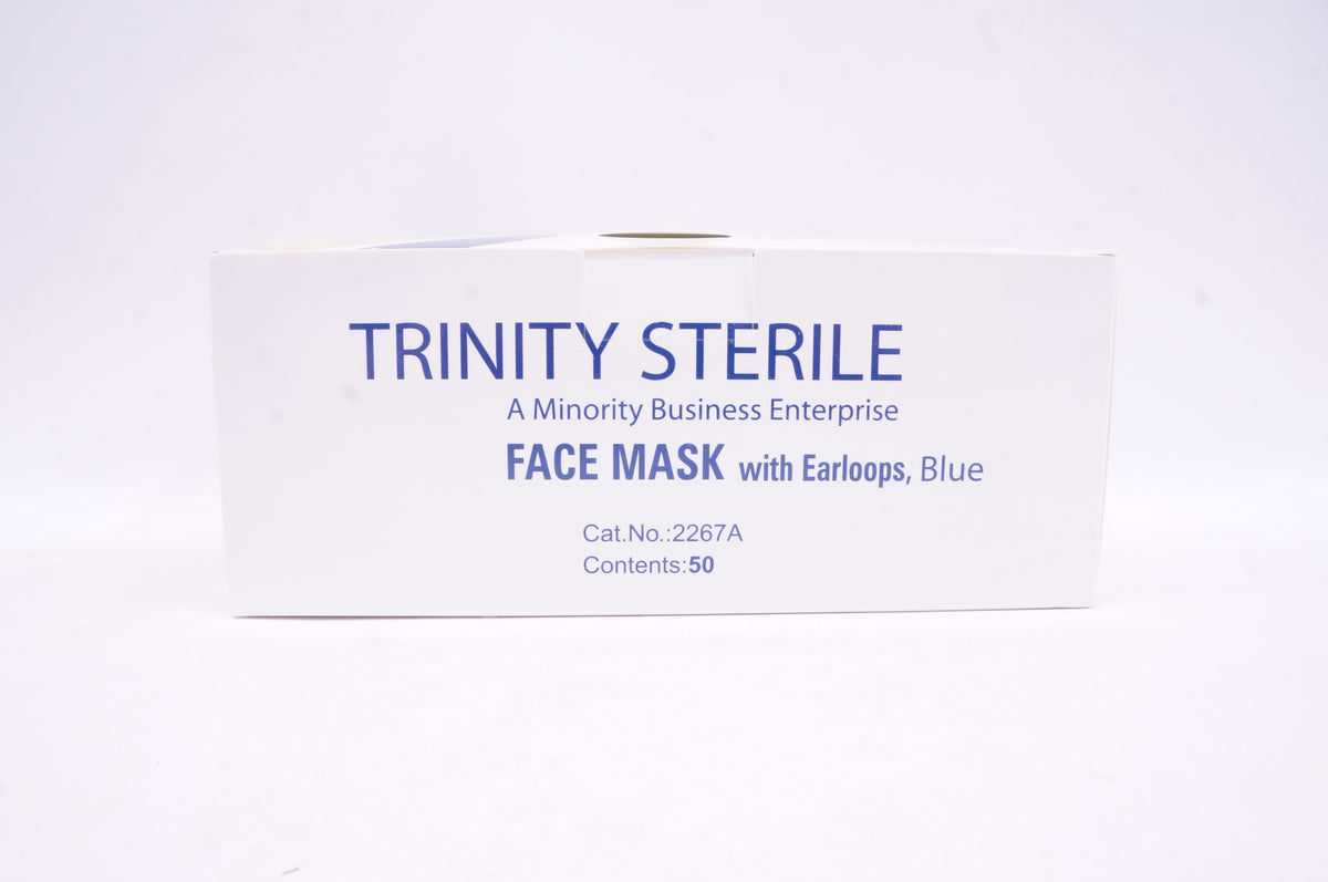 Trinity Sterile 2267A Face Mask with Earloop, Blue Box of 50