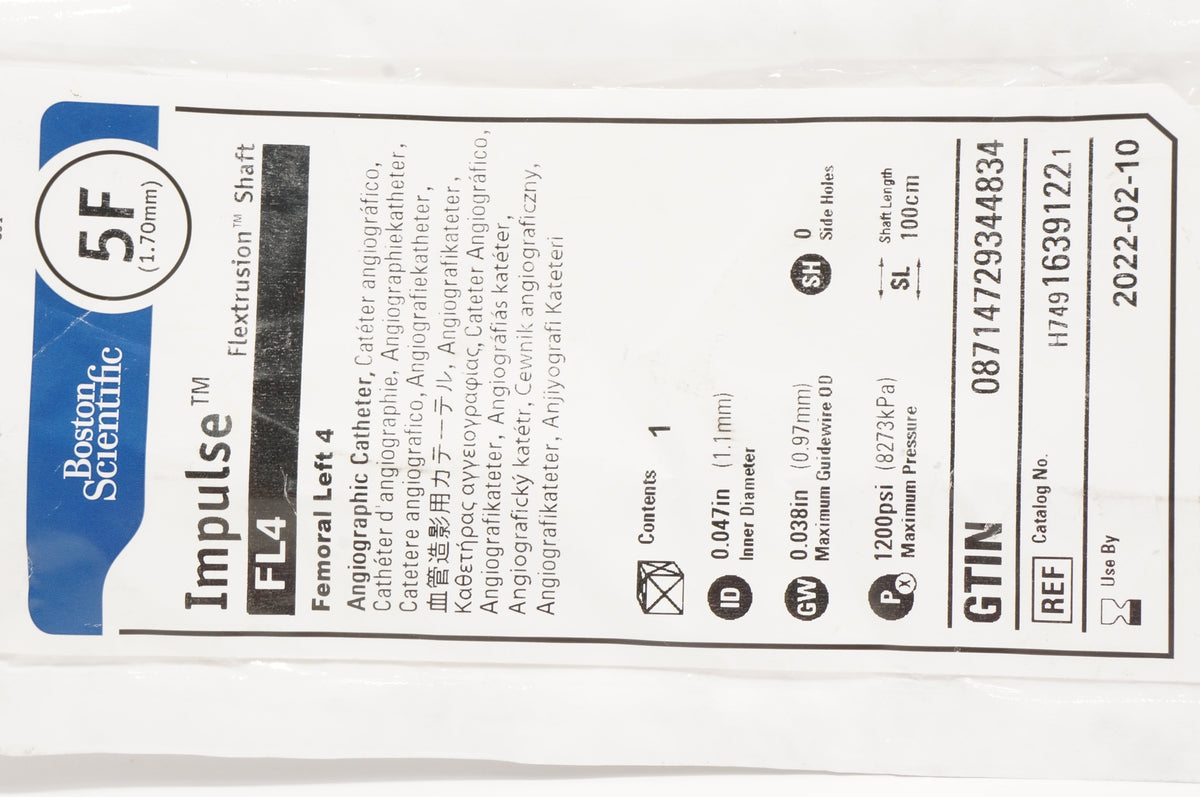 Boston Scientific 1639122 Impulse FL4 Femoral Left 4 Angiographic Cath
