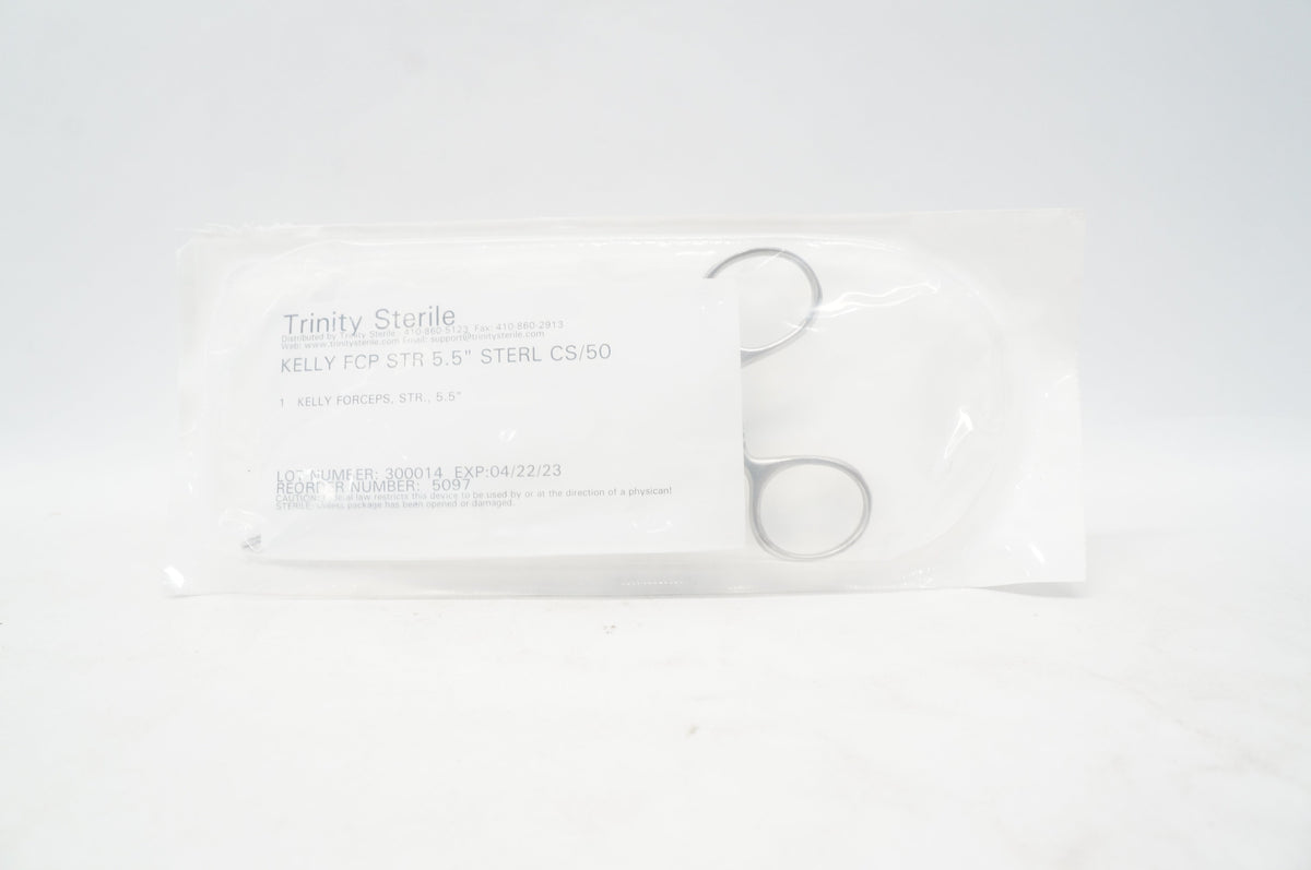 Trinity Sterile 5097 Kelly Forceps, STR., 5.5 inch Sterile CS/50