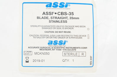 Assi CBS-35 Blade Straight 35mm Stainless (x)