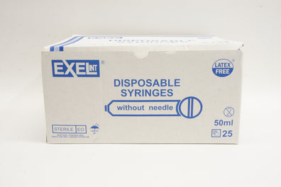 Exelint 26300 Disposable Syringes Without Ndle 50ml Luer Lock Tip - Box of 25(x)