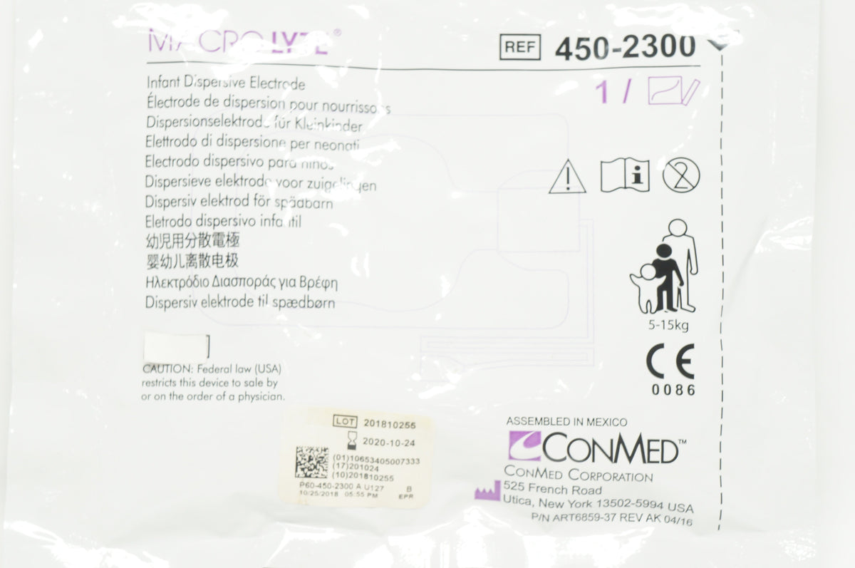 ConMed 4502300 Macrolyte Infant Dispersive Electrode 515kg (x