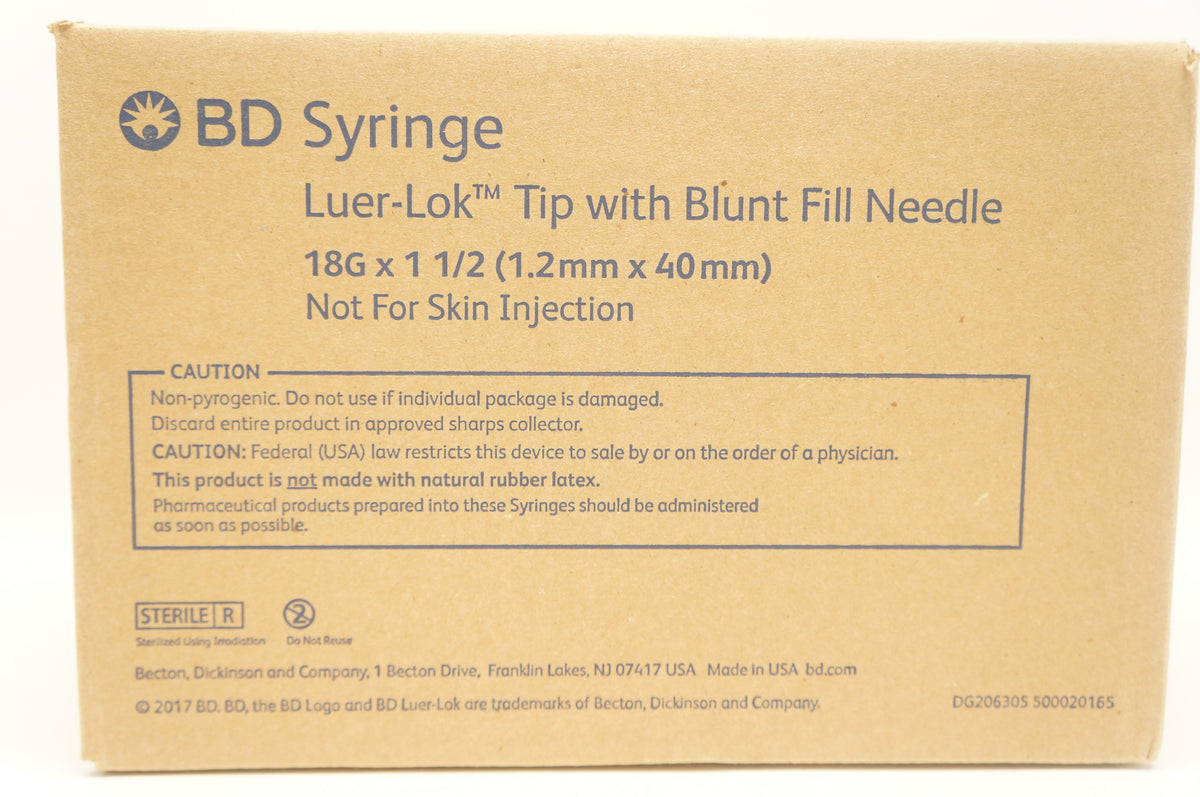 BD 305062 5 ml Syringe LuerLock Tip Blunt Fill Ndle 18G x 11/2in C