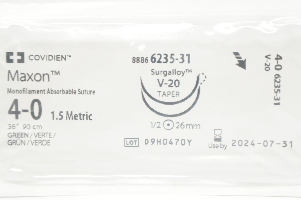 Covidien 623531 40 Maxon Monofilament Absorbable Suture Surgalloy V