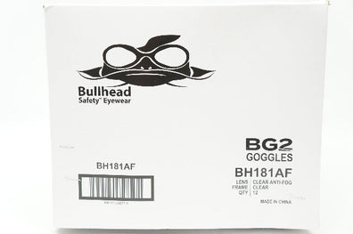 BG2 BH181AF Goggles Bullhead Safety Eyewear Clear Anti-Fog- Box of 12