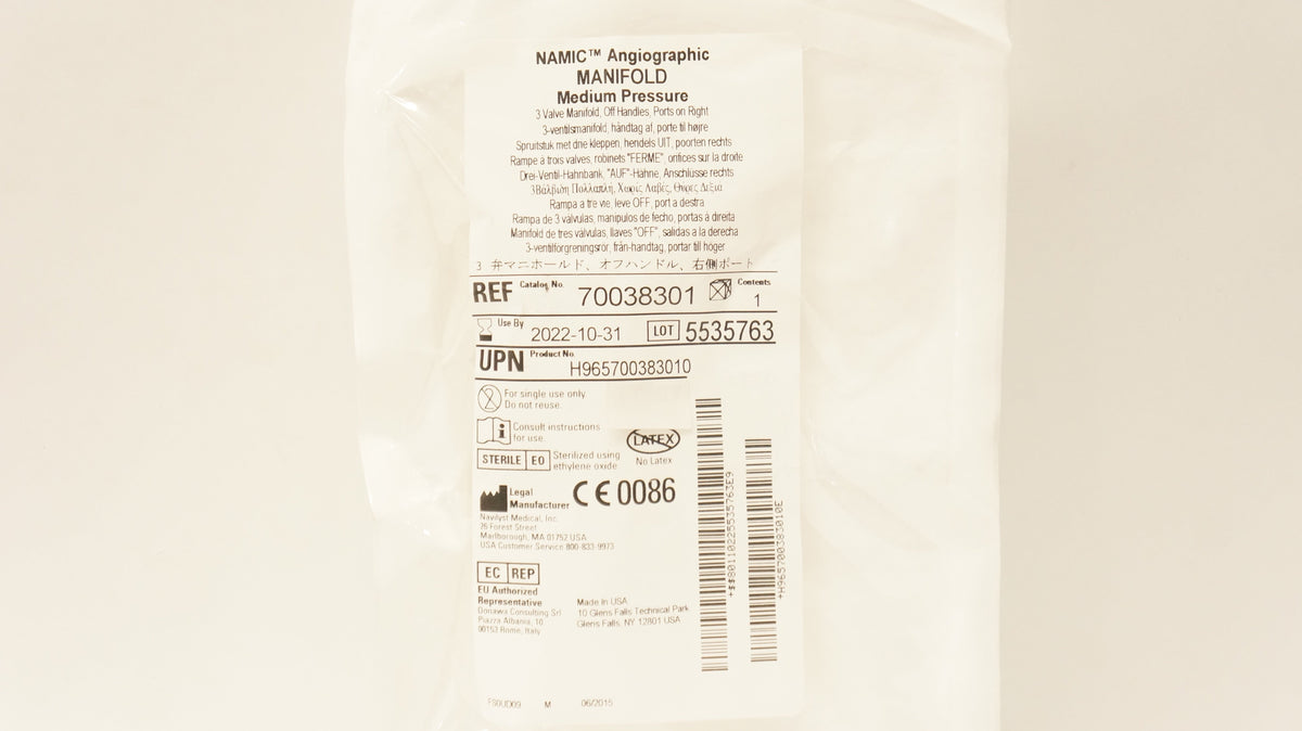Navilyst Medical 70038301 Namic Angiographic Manifold Medium Pressure
