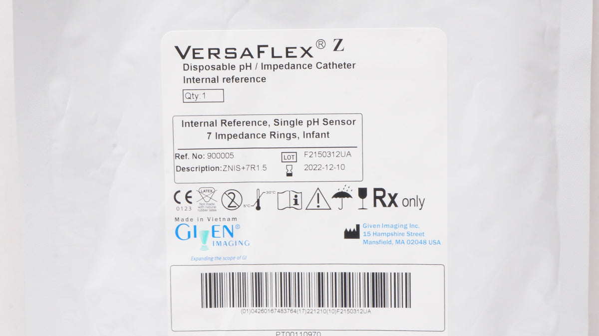 VersaFlex Z 900005 Given Imaging Disposable pH/Impedance Cath. (x