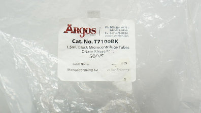 Argos T7100BK Black Microcentrifuge Tubes - Pack of 500