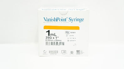 VanishPoint 10161 Syringe 1mL, 25G x 1inch - Box of 100