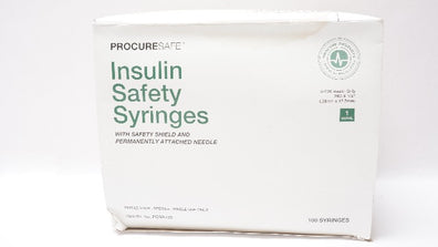 ProcureSafe PCSS720 Insulin Safety Syringes 1cc/ml 29G x 1/2inch - Box of 100