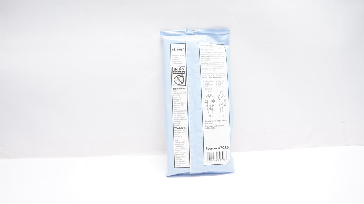 Stryker 7989 Sage Bath Hygienic FullBody Washcloths 8inch x 8inch P