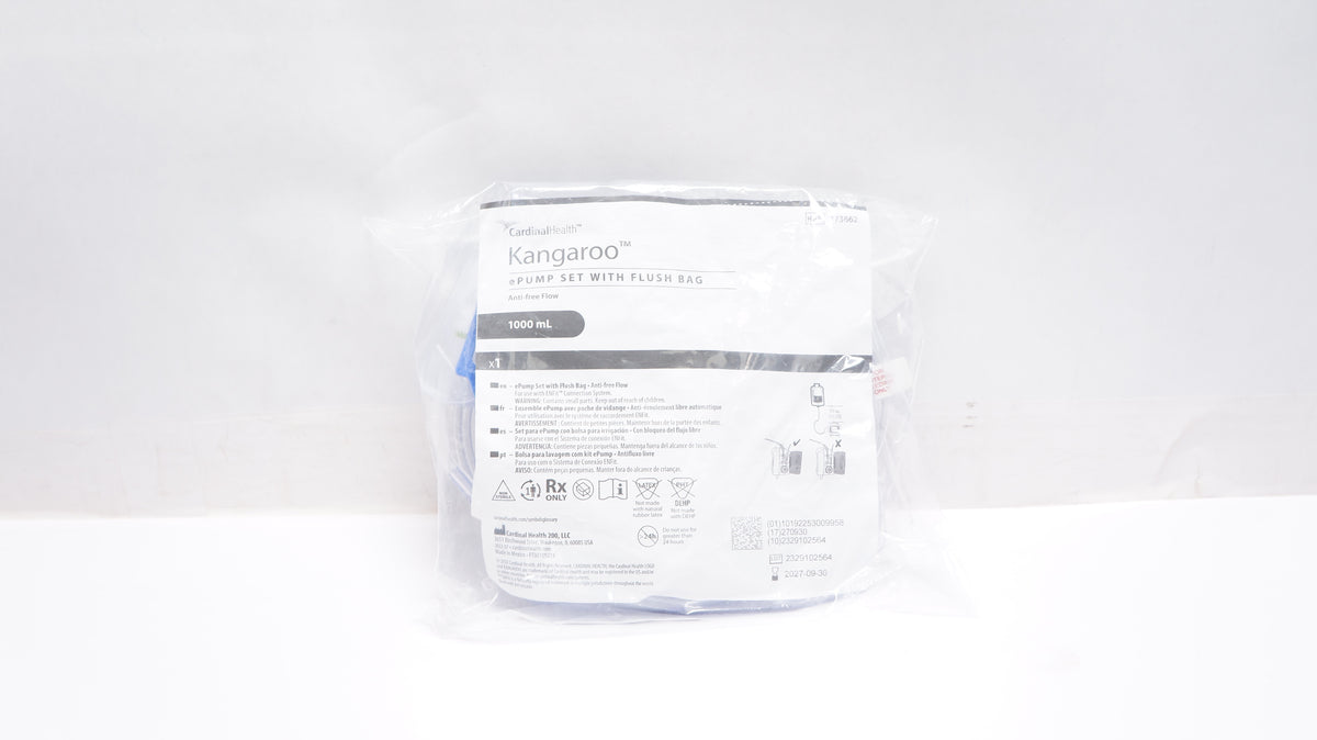 Cardinal Health 773662 Kangaroo Epump Set with Flush Bag AntiFree Flo