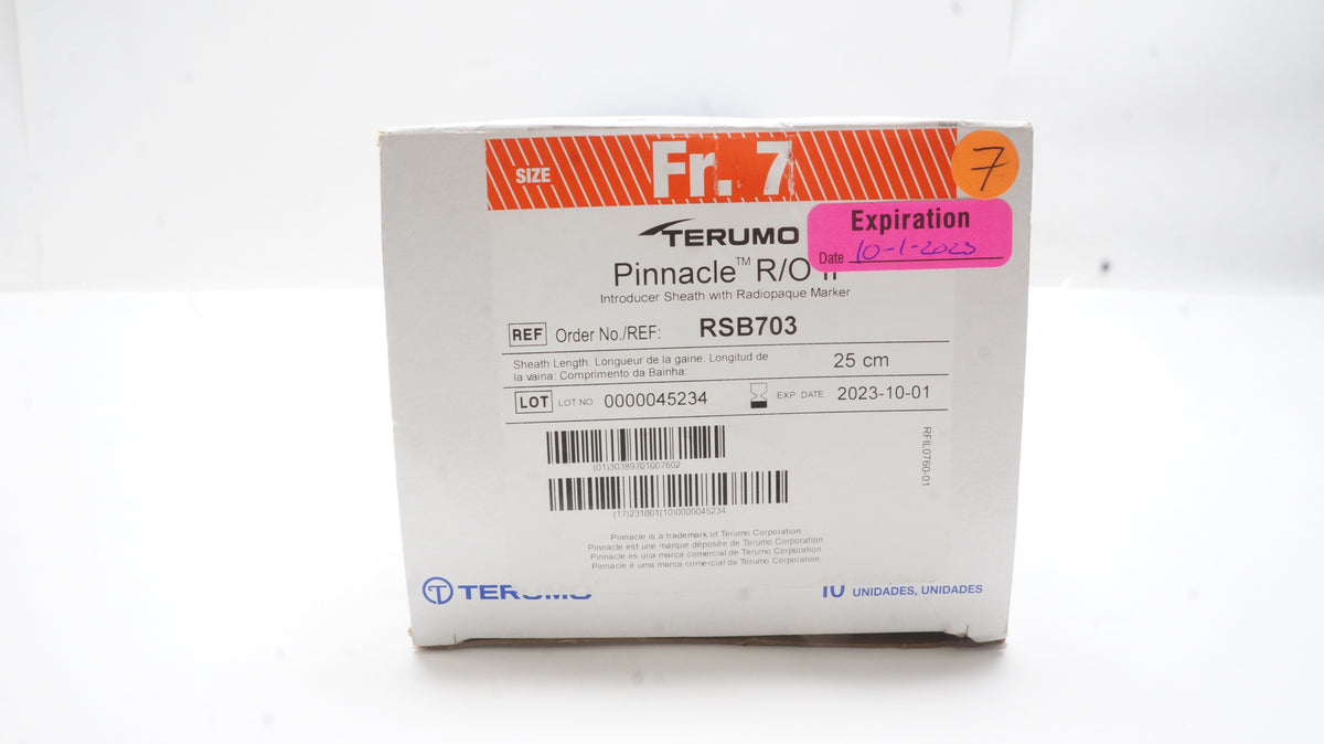 Terumo RSB703 Pinnacle Introducer Sheath 7Fr x 0.038inch x 25cm (x
