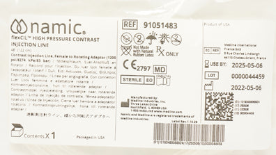 Medline 91051483 Namic FlexCil High Pressure Contrast Injection Line 48inch