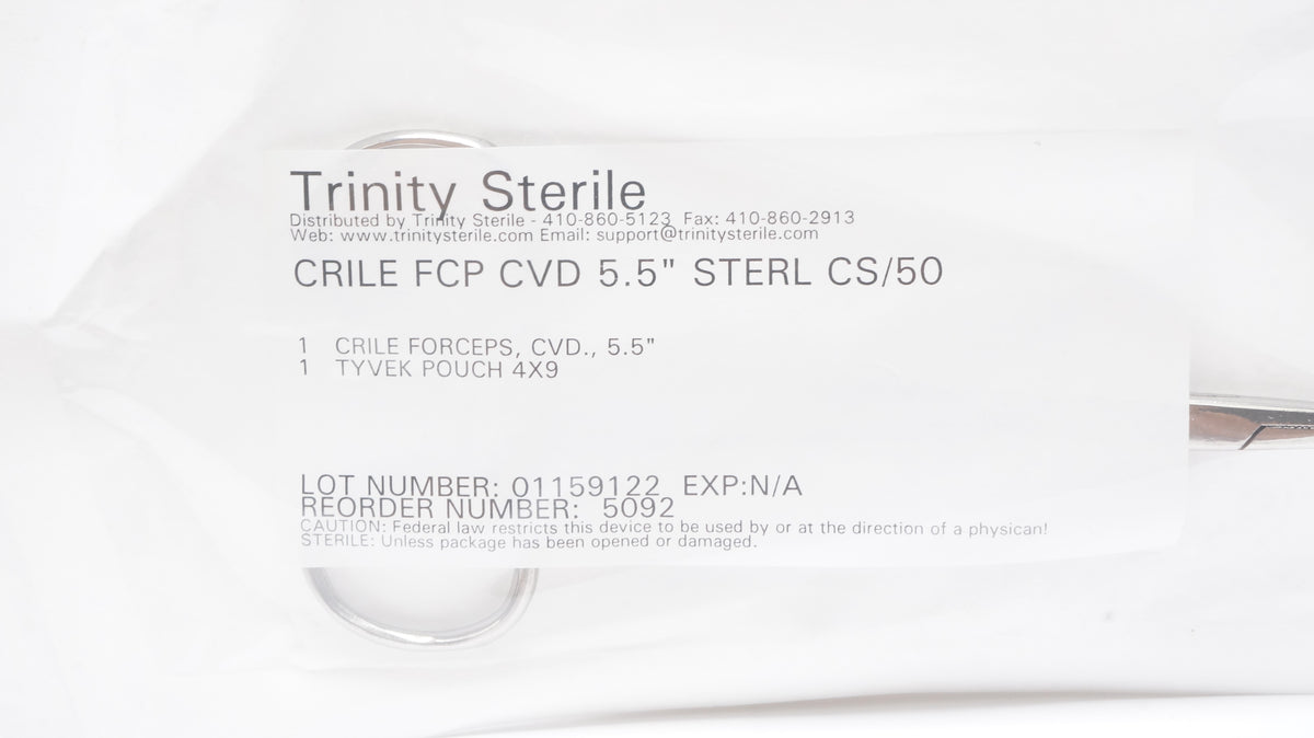Trinity Sterile 5092 Crile Forceps CVD, Sterile CS/50, 5.5inch