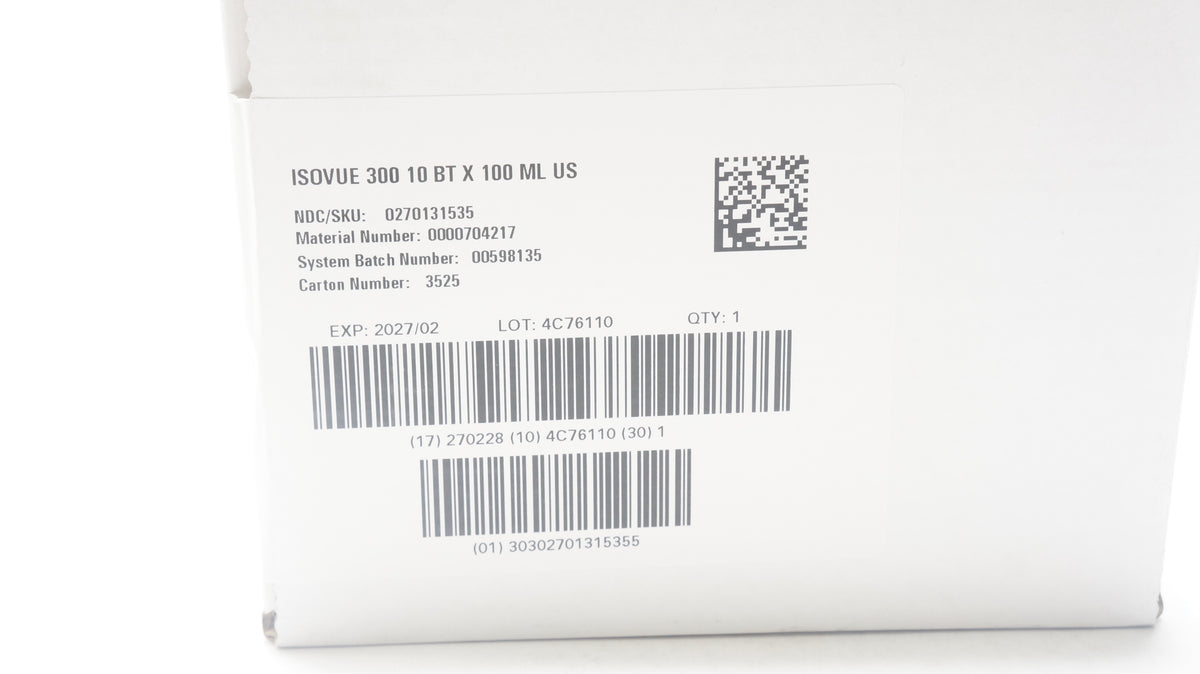 Bracco Diagnostics Isovue300 Lopamidol Injection 61 100ml Box of 1