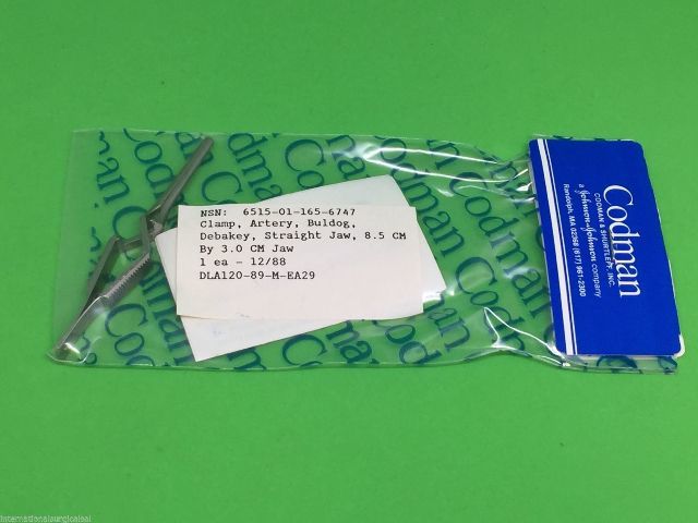 Codman 92-6309 Buldog DeBakey Artery Clamp Straight 8.5cm x 3cm Jaw ...