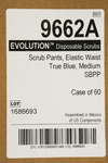 TECHstyles 9662A EVOLUTION Disposable Scrubs, True Blue, Medium ~ Pack of 60