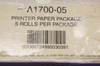 A1700-05 Printer Paper Package ~ 5 Rolls Per Package