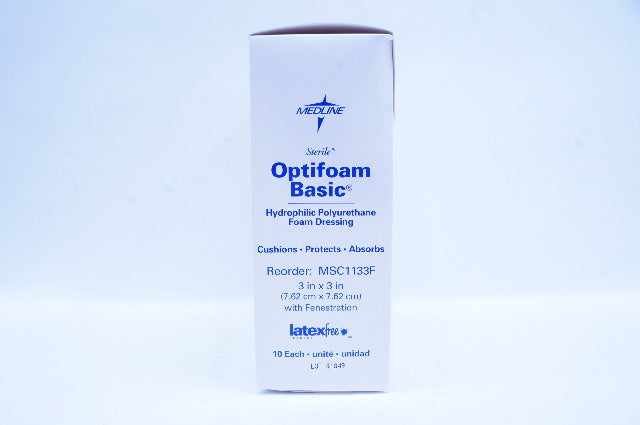 Medline MSC1133F Optifoam Basic Hydrophilic Foam Dressing 3 x 3 in ...