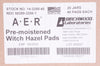 Birchwood 14-3250-40 A.E.R. Pre-Moistened Witch Hazel Pads - Case of 40