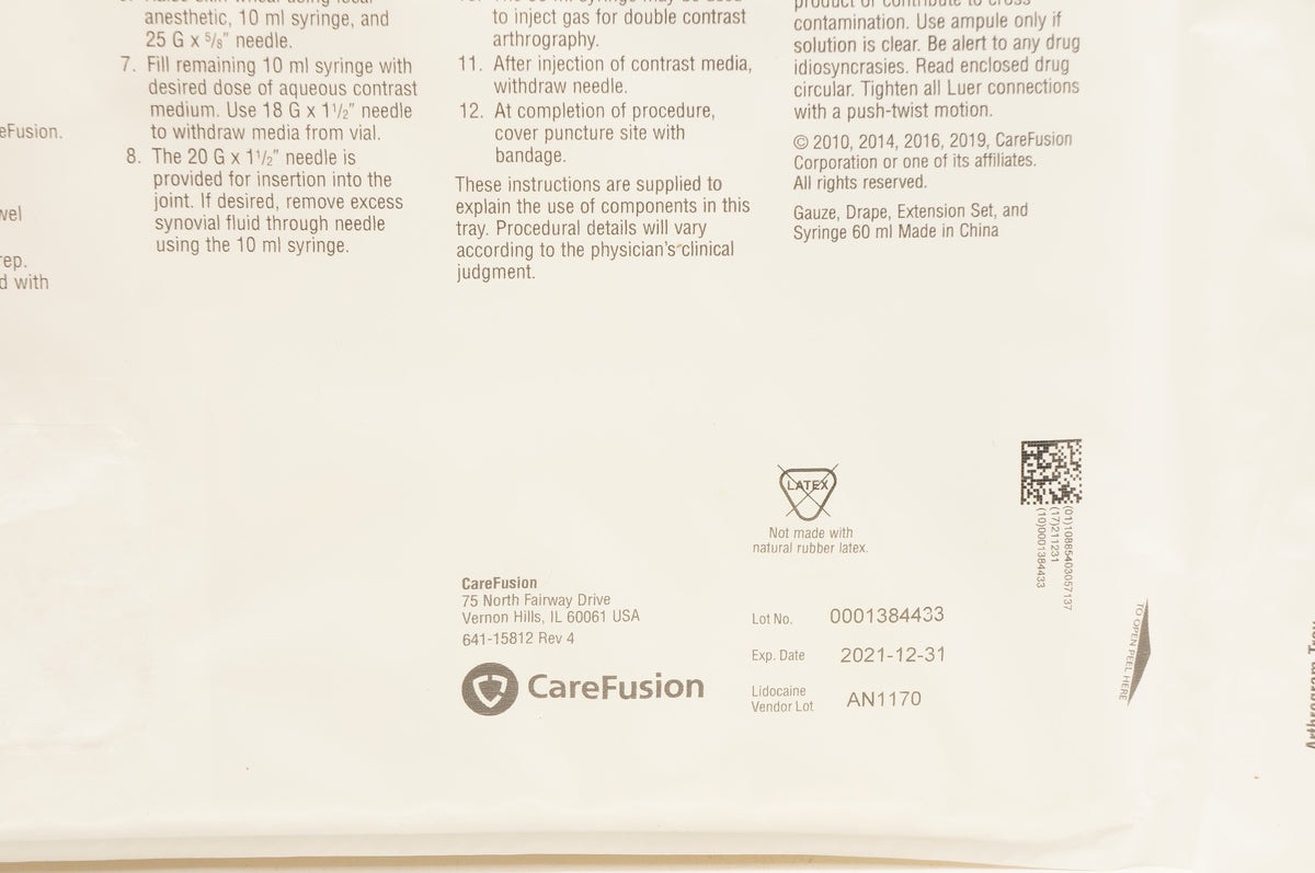 CareFusion 4325 Arthrogram Tray – Imedicsales