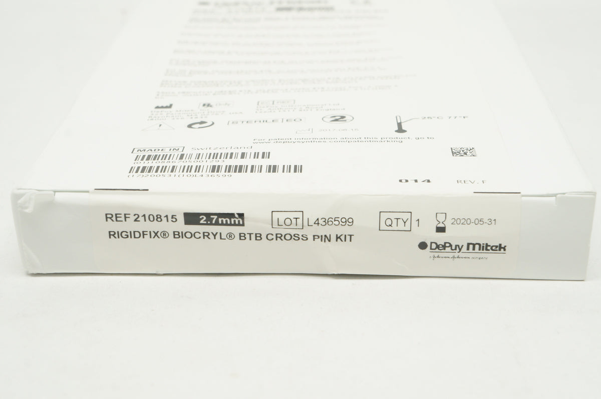 DePuy Mitek 210815 Rigidfix Biocryl BTB Cross PIN Kit 2.7mm (x ...