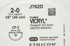 Ethicon J762D 2-0 Coated VICRYL Stre CP-2 26mm 1/2c Reverse Cutting, 18inch