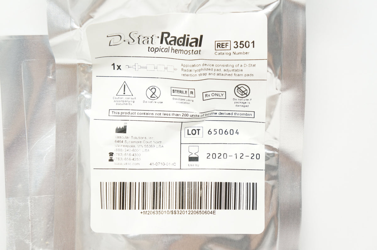 Vascular Solutions 3501 D-Stat Radial Topical Hemostat Adhesive Bandag ...