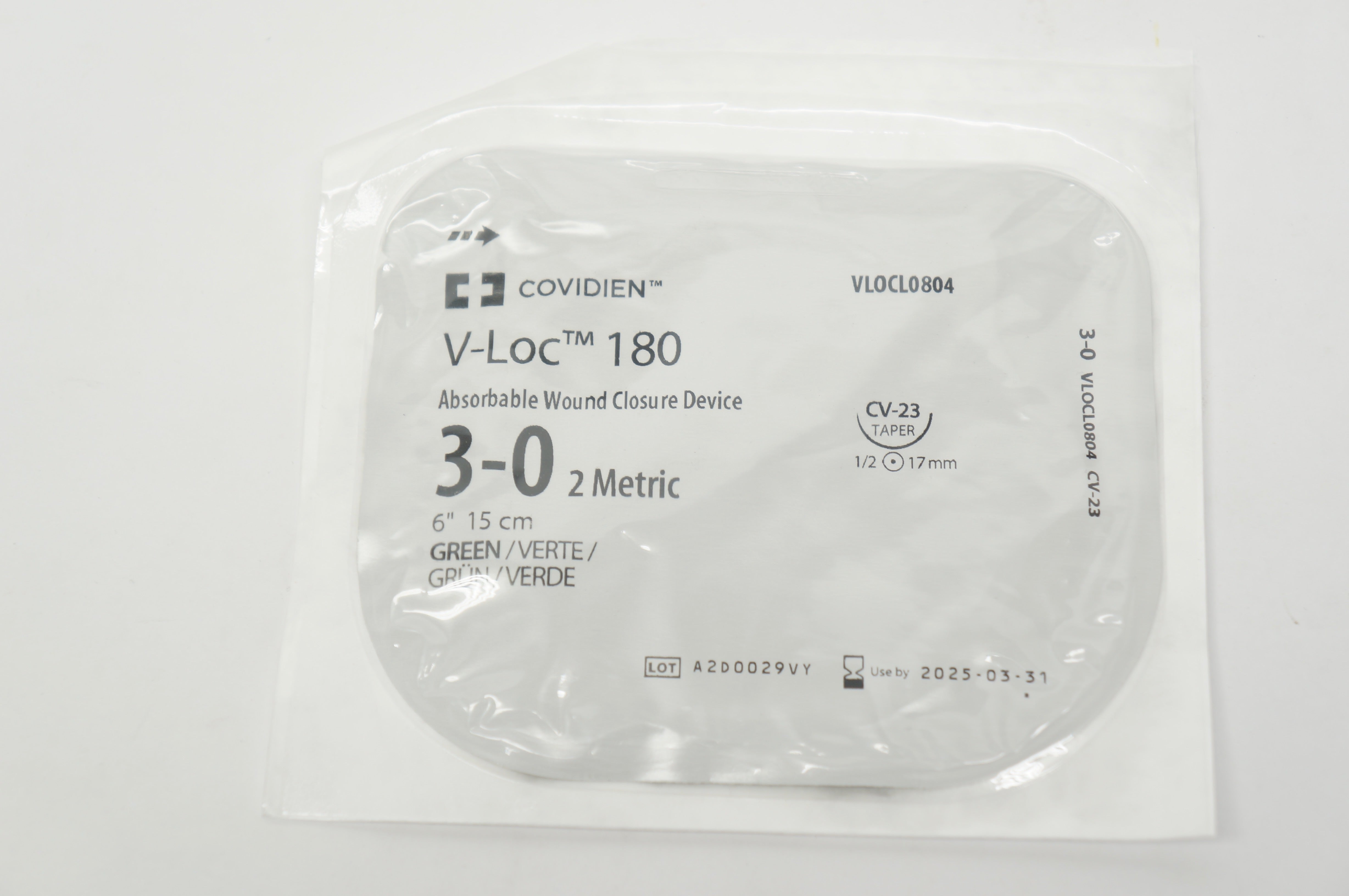 Covidien VLOCL0804 3-0 V-Loc 180 Wound Closure Device CV-23 Taper
