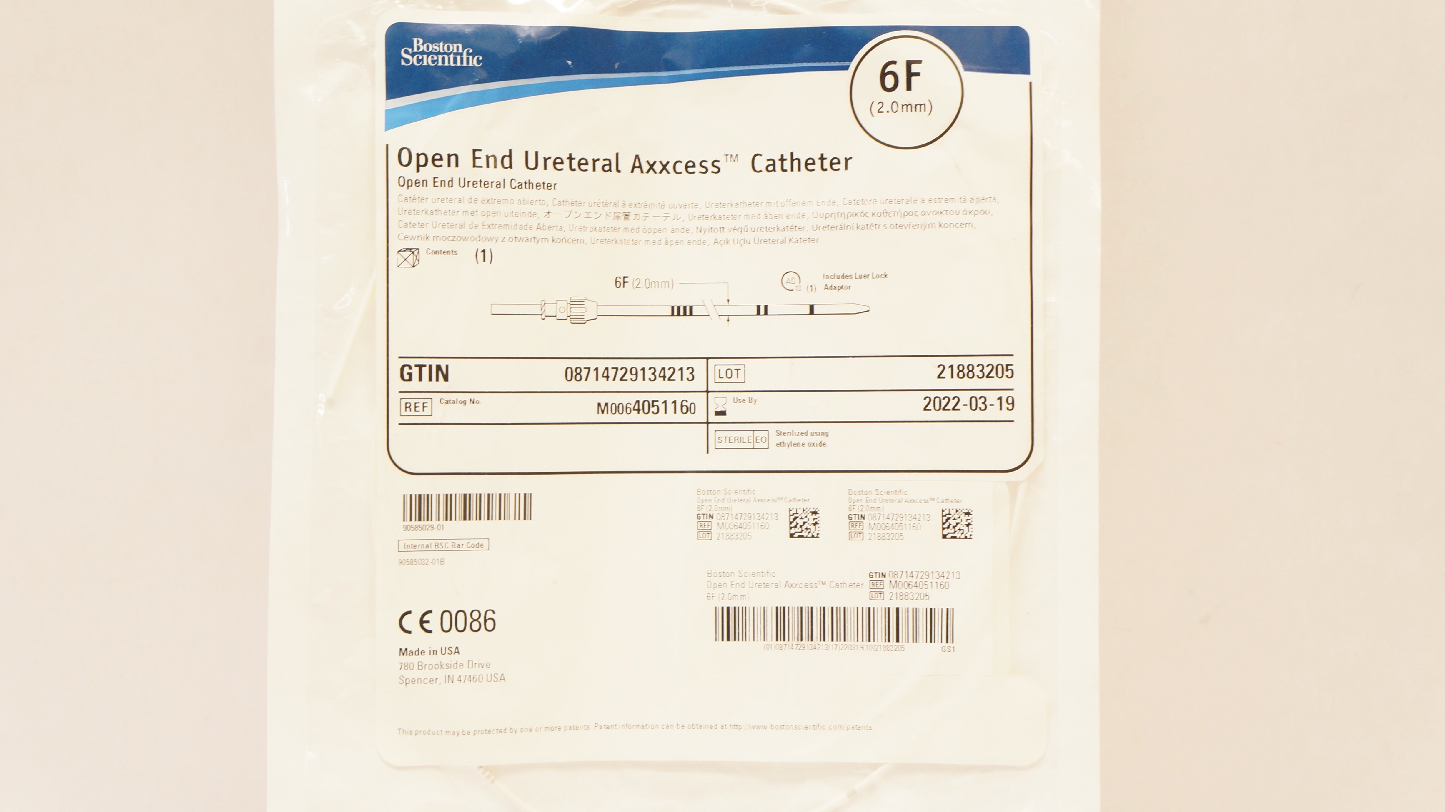 Boston Scientific M0064051160 Axxcess Open End Ureteral Cath Boston Scientific M0064051160 Axxcess Open End Ureteral Cath