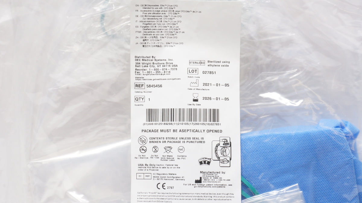 TIDI 5845456 Mobile C-Arm Drape Pack, OEC Disposable for CFD Elite 21c ...