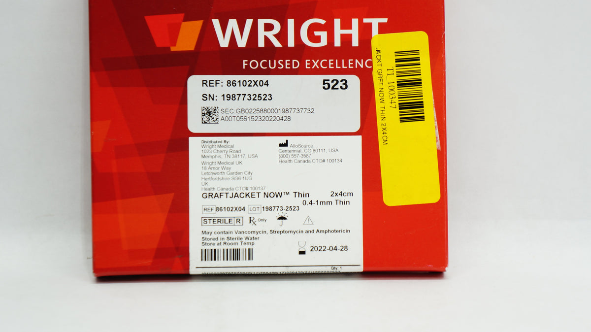 Wright Medical 86102X04 Graft Jacket Now Regenerative Tissue Matrix 0