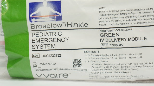 Vyaire 7700GIV Broselow/Hinkle Pediatric Emergency System IV Delivery ...