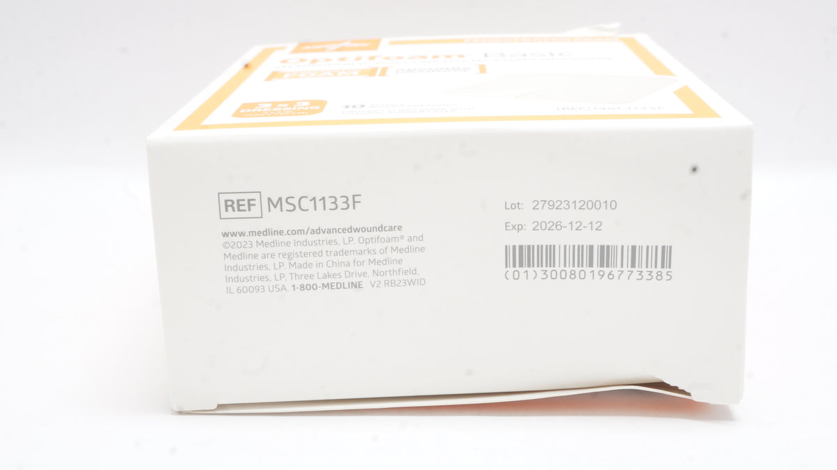 Medline MSC1133F Optifoam Basic Hydrophilic Foam Dressing 3 x 3 inch ...