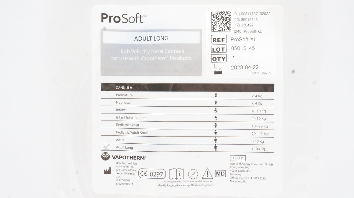VAPOTHERM ProSoft-XL Adult Long High Velocity Nasal Cannula (x ...