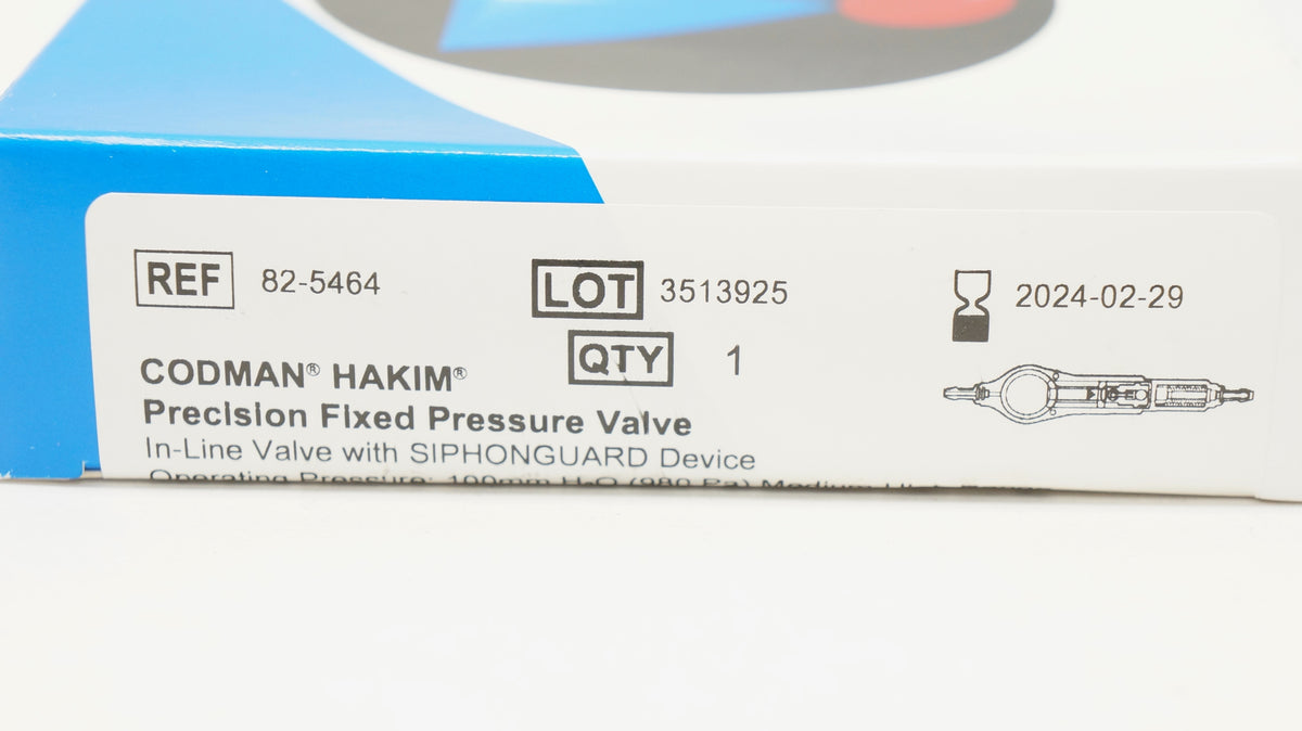 Codman 82-5464 Hakim Precision Fixed Pressure Valve In-Line w/SiphonGu ...