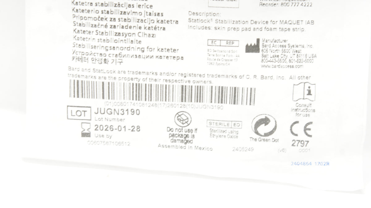 Bard 0684-00-0472 StatLock Cath. Stabilization Device Maquet IAB ...
