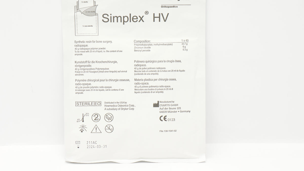 Stryker 130-1541-02 Simplex HV Radiopaque Synthetic Resin (x) – Imedicsales