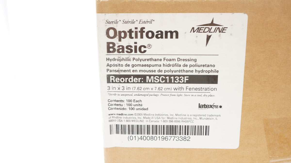 Medline MSC1133F Optifoam Basic Hydrophilic Foam Dressing 3 x 3 inch ...