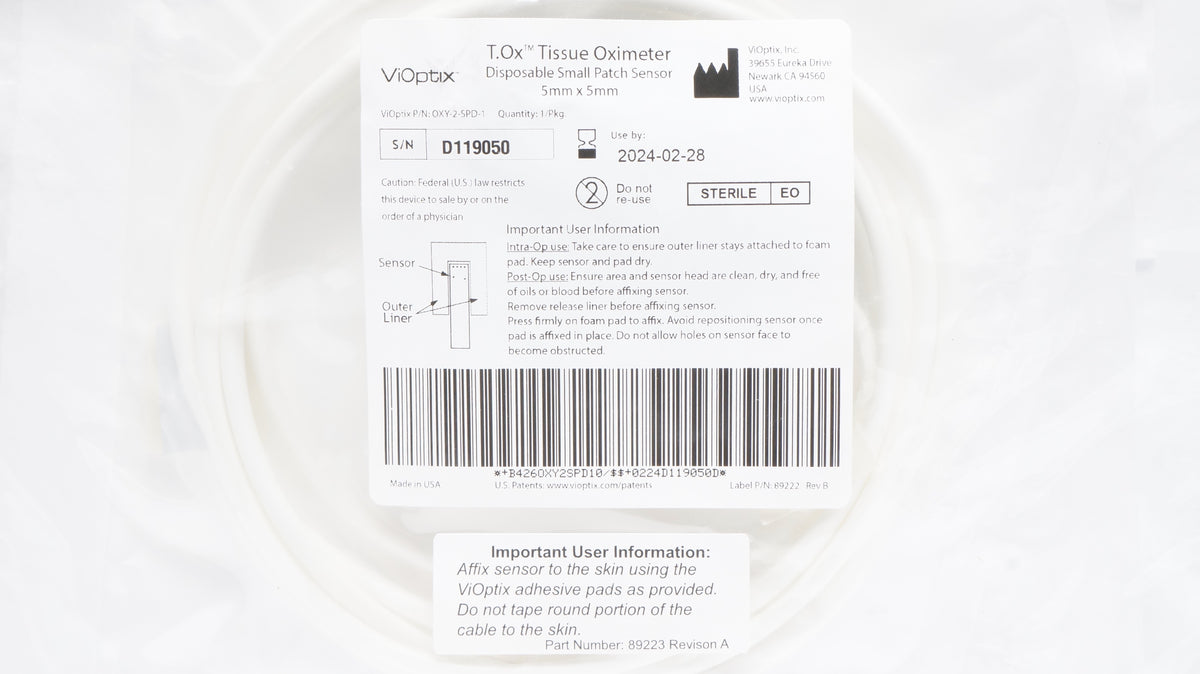 ViOptix OXY-2-SPD-1 Tissue Oximeter Disposable Small Patch Sensor 5 x ...