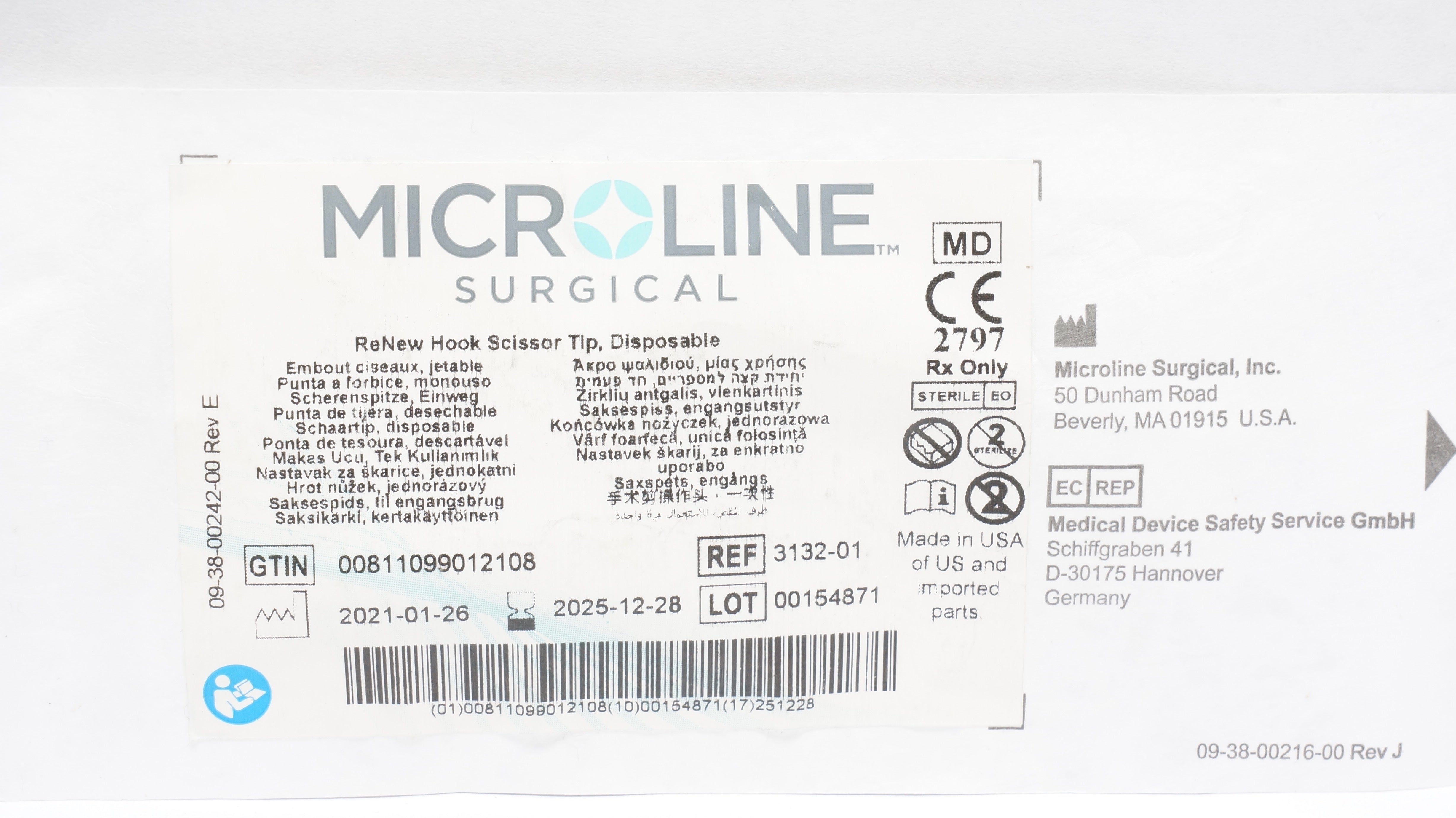 MicroLine Surgical 3132-01 ReNew Hook Scissor Tip, Disposable – Imedicsales