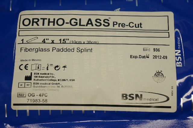 BSN Medical OG-4PC ORTHO-GLASS Pre-Cut Fiberglass Padded Splint 4 ...