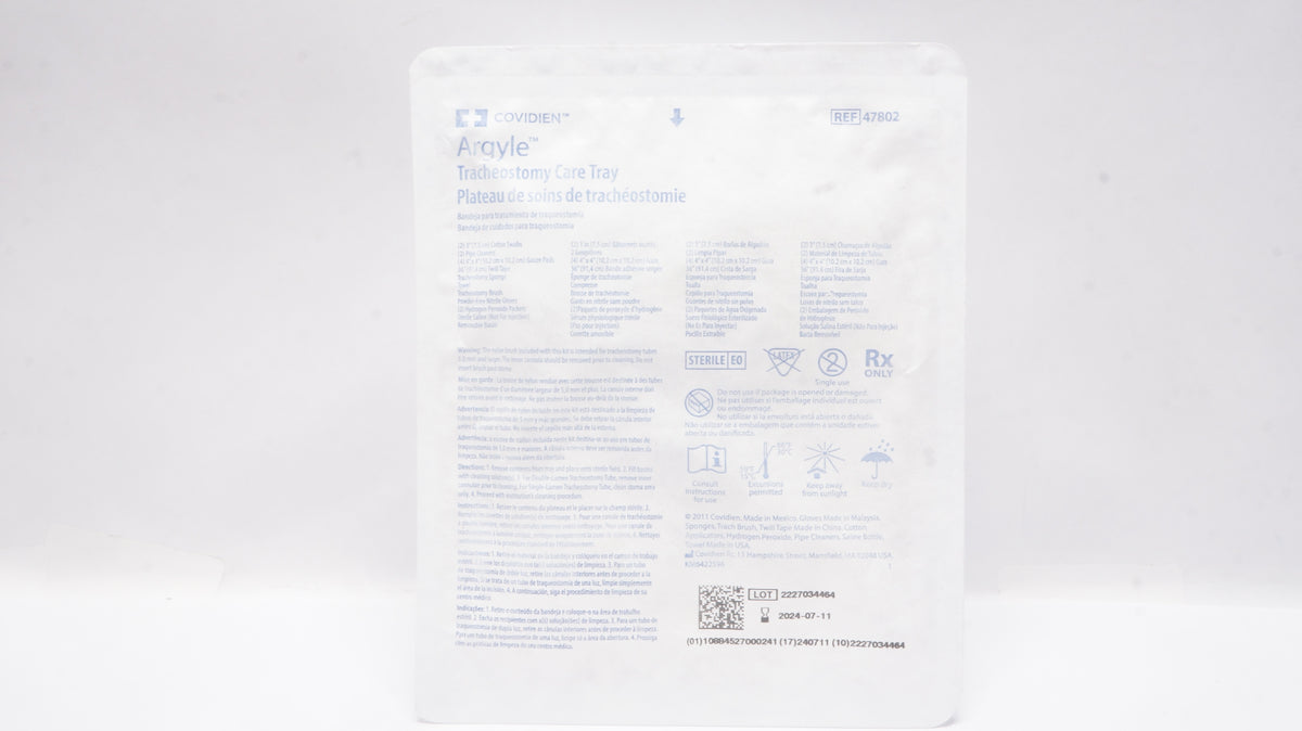 Covidien 47802 Argyle Tracheostomy Care Tray Imedicsales